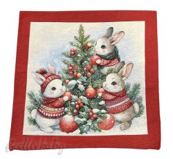 КАЛЪФКА за възглавничка, ЗАЙЧЕТА И ЕЛХА, ЖАКАРД,  45/45см.