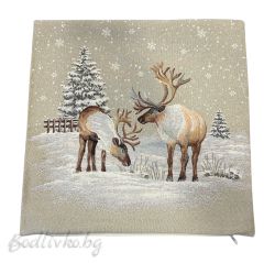 КАЛЪФКА за възглавничка, КОЛЕДНИ ЕЛЕНИ, ЖАКАРД,  45/45см.
