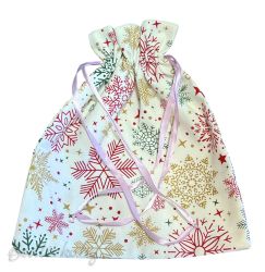 Коледна торбичка за подарък, handmade, с връзки за затваряне, 38х32 см.