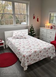 Коледно спално бельо ЗА ЕДИНИЧНО ЛЕГЛО, КОЛЕДНИ ГНОМИ, 100% натурален памук (ПОПЛИН), 3 части