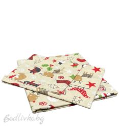 Коледен спален комплект за еднично легло "КОЛЕДНИ МОТИВИ"- 100% памук (Ранфорс), 3 части 