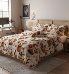 Коледен СПАЛЕН КОМПЛЕКТ Елени 5Д, 100% памук/ 5Д, ранфорс, 4 части