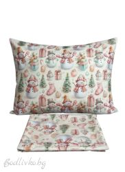 Коледен комплект ЗА ЕДИНИЧНО ЛЕГЛО СНЕЖКО 100% натурален памук (5Д Ранфорс), 3 части 