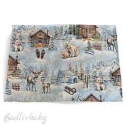 ПОДЛОЖКА ЗА СЕРВИРАНЕ ЖАКАРД СИНИ МЕЧКИ 38/45 СМ.