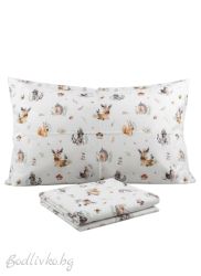 КОМПЛЕКТ ЗА ЕДИНИЧНО ЛЕГЛО ЖИВОТНИ , 100% натурален памук (ПОПЛИН), 3 части