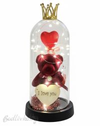 Стъкленица с мече, I love you, светеща, 26см.