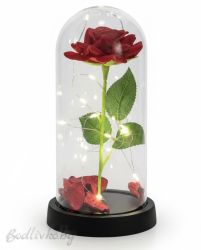Роза в стъкленица, светеща, 22см.