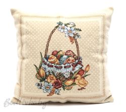 КАЛЪФКА за възглавничка, ЯЙЦА В КОШНИЧКА,  45/45см.