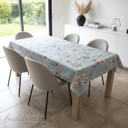 ПОКРИВКА ЗА МАСА ЖАКАРД, ВЕЛИКДЕН, ЯЙЦА НА СИН ФОН, 140/180 СМ.