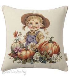 КАЛЪФКА за възглавничка, Момиче с тикви, 45/45см.