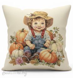 КАЛЪФКА за възглавничка, Дете с тикви, 45/45см.