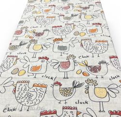Великденска покривка, рисувани кокошки, размер 240см.