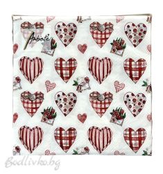 Салфетки, Ambiente, Сърца, 20 броя в опаковка