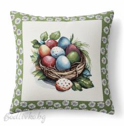 КАЛЪФКА за възглавничка, Великденска кошничка с яйца, 45/45см.