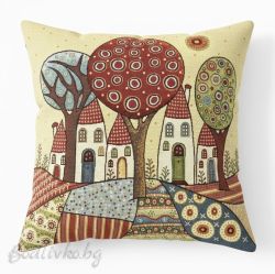 КАЛЪФКА за възглавничка, Сред село, 45/45см.