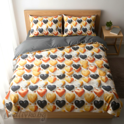 СПАЛЕН КОМПЛЕКТ, Балонени сърца, 100% памук/ 5Д, ранфорс, 4 части