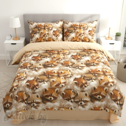 СПАЛЕН КОМПЛЕКТ, Лисичка, 100% памук/ 5Д, ранфорс, 4 части