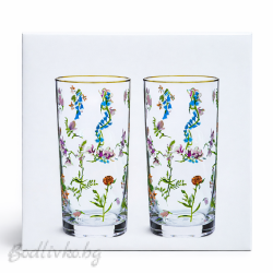 Стъклени чаши, Danny home, 4 броя с флорален дизайн