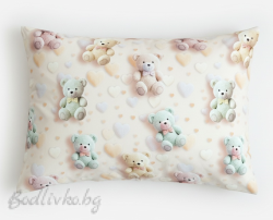 КАЛЪФКА за възглавница, Мечета със сърца, 50/70см. 
