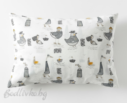 КАЛЪФКА за възглавница, Абстрактни птици в сиво, 50/70см. 