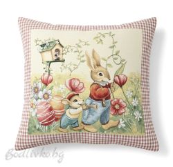 КАЛЪФКА за възглавничка, Великденски зайчета, 45/45см.
