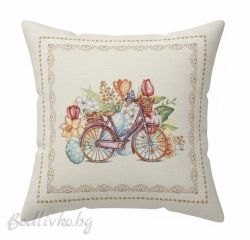 КАЛЪФКА за възглавничка, Колело с цветя, 45/45см.