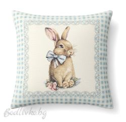 КАЛЪФКА за възглавничка, Великденско зайче с панделка, 45/45см.