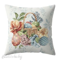КАЛЪФКА за възглавничка, Кошничка с великденски букет, 45/45см.