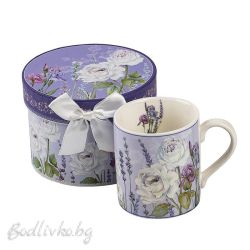 Порцеланова чаша за кафе или чай в луксозна кутия, Лавандула