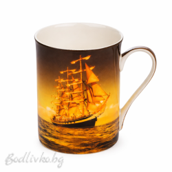 Порцеланова чаша за кафе или чай в кутия, 300мл. , Кораб
