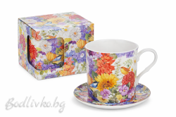 Порцеланова чаша за кафе или чай в кутия, 300мл., Флорална