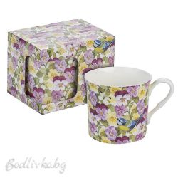 Порцеланова чаша за кафе с чинийка, в кутия, Lancaster, 200мл., Теменужки