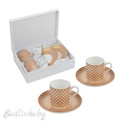 Порцеланови чаши за кафе с чинийки, Lancaster, в кутия, 200мл., Лилия