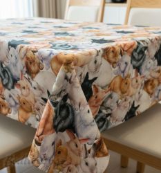 ПОКРИВКА ЗА МАСА, Зайчета  5D, ХИДРОФОБИРАНА