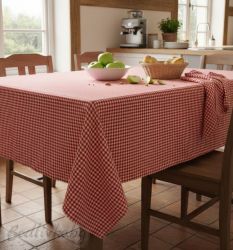 ПОКРИВКА ЗА МАСА, Каре- червено,  ХИДРОФОБИРАНА