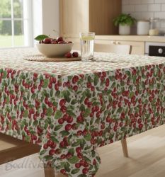 ПОКРИВКА ЗА МАСА Черешки, 60% памук/40% полиествер, материя Лонета