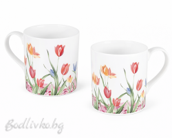 Порцеланови чашки, лалета в градина, 2 броя комплект, 200мл.