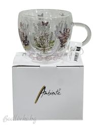 Двустенна стъклена чаша, Ambiente, Лавандула, 200мл.