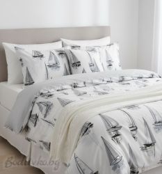 КОМПЛЕКТ ЗА СПАЛНЯ, Кораби – 100% натурален памук (Ранфорс), 4 части 