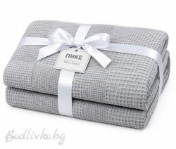 ПОКРИВКА ЗА ЛЕГЛО/ ОДЕЯЛО– ПИКЕ- Светло сиво,  100%  памук