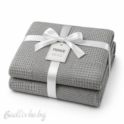 ПОКРИВКА ЗА ЛЕГЛО/ ОДЕЯЛО– ПИКЕ- Тъмно сиво,  100%  памук