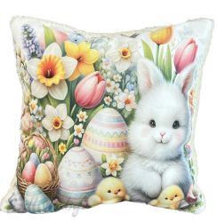 ВЕЛИКДЕНСКА Декоративна възглавница, зайче с яйца