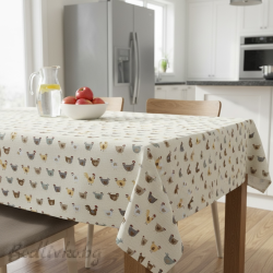 ПОКРИВКА ЗА МАСА ЖАКАРД, Кокошки-  НАЛИЧНА В няколко РАЗМЕРА