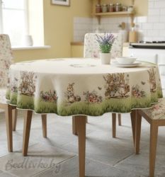 ПОКРИВКА ЗА МАСА ЖАКАРД, ЗАЙЧЕТА НА РАЗХОДКА, Ф140СМ. 