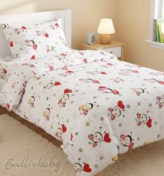 КОМПЛЕКТ ЗА ЕДИНИЧНО ЛЕГЛО, КАЛИНКИ, 100% натурален памук (ПОПЛИН), 3 части