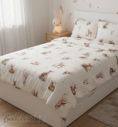 КОМПЛЕКТ ЗА ЕДИНИЧНО ЛЕГЛО, СЪРНИЧКИ, 100% натурален памук (ПОПЛИН), 3 части