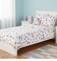 КОМПЛЕКТ ЗА ЕДИНИЧНО ЛЕГЛО, Време за принцеси, 100% натурален памук (ПОПЛИН), 3 части