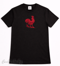 Мъжка тениска с бродерия, Петел, 100% памук