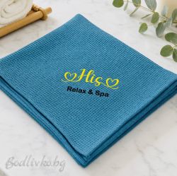 Хавлия за SPA и сауна с бродерия HIS, за него,размер 80/145см., 100% НАТУРАЛЕН памук