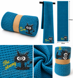 Хавлия за фитнес и спорт с машинна бродерия - BE STRONG, 120х35см.